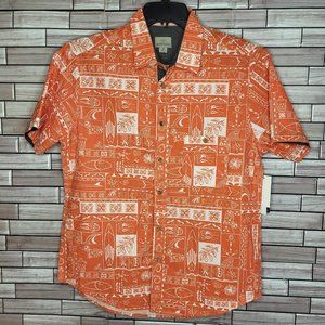 New Burnside‎ Men's Size Medium Shirt Orange Button Short Sleeve Comfy Top